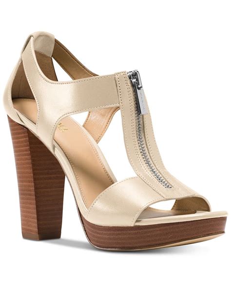 michael kors berkley t-strap platform dress sandals|Michael Kors denim wedge sandals.